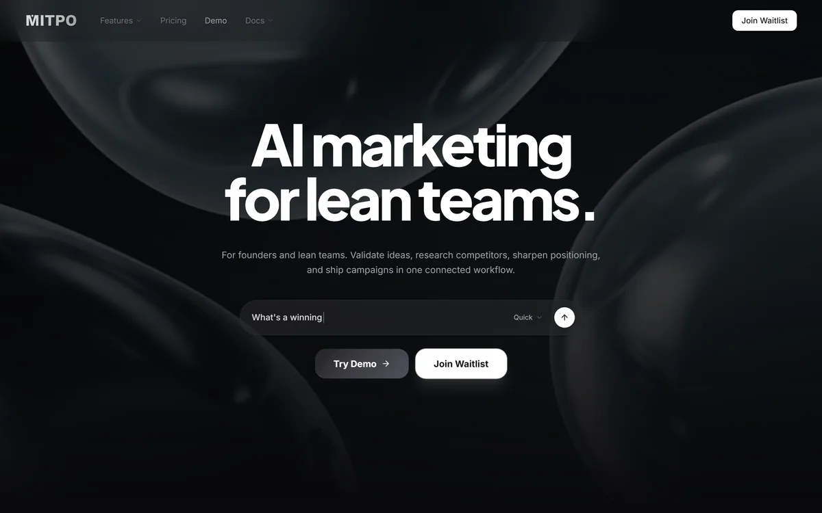 MITPO, an AI marketing workspace built by IMME Studios